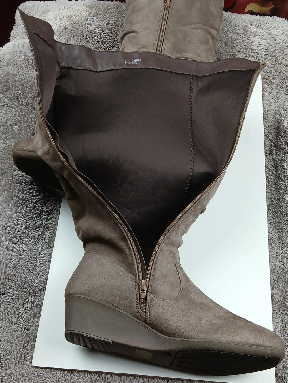 CL by Laundry Taupe Over-the-Knee Wedge Boots